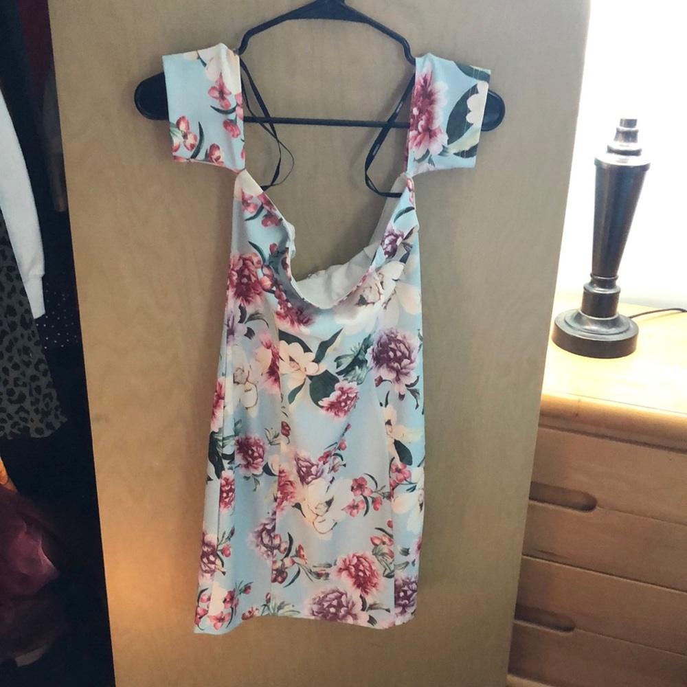 Floral, light blue dress
